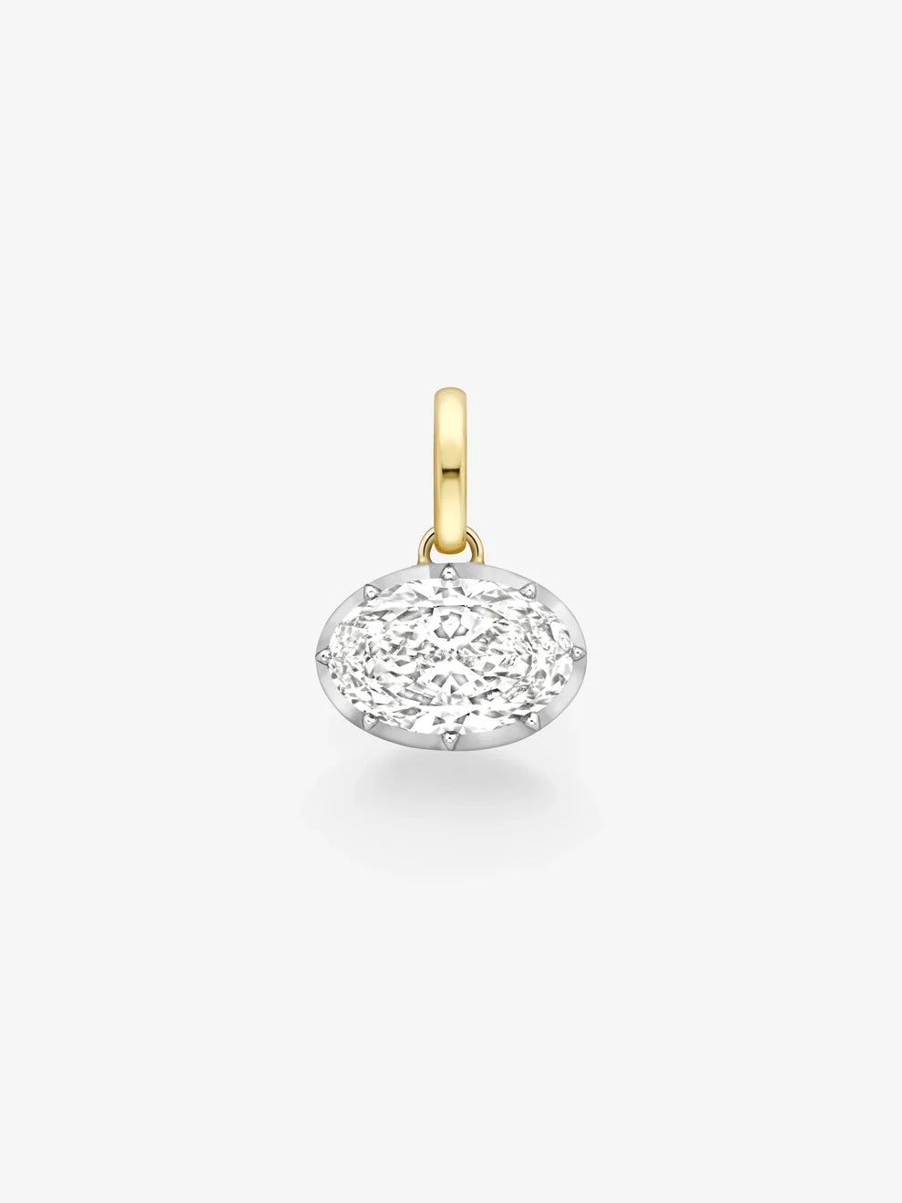 Oval Cut Lab Grown Diamond Pendant, East West Solitaire Diamond Charm