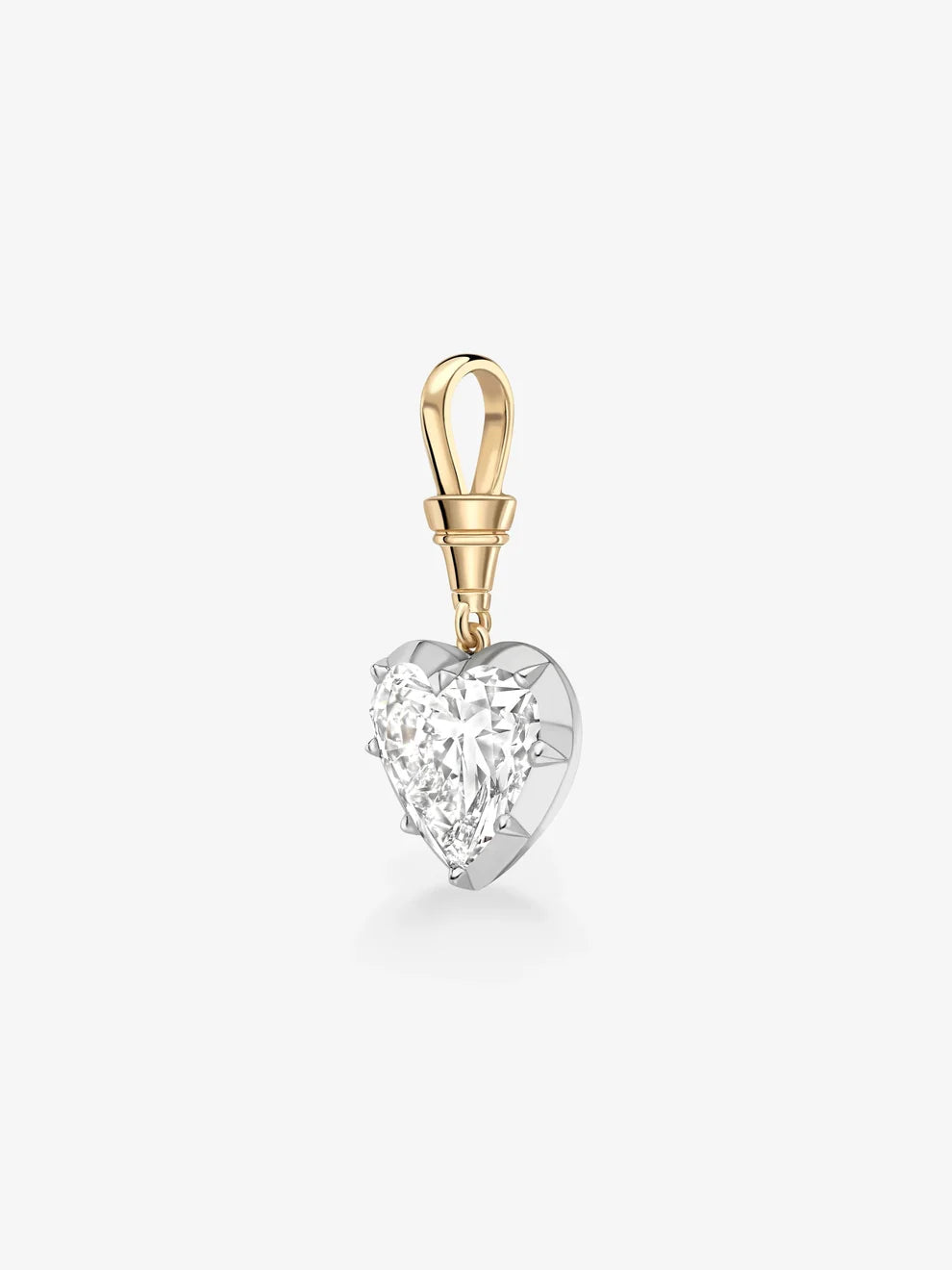 Heart Cut Lab Grown Diamond Pendant, Two Tone Gold Heart Charm