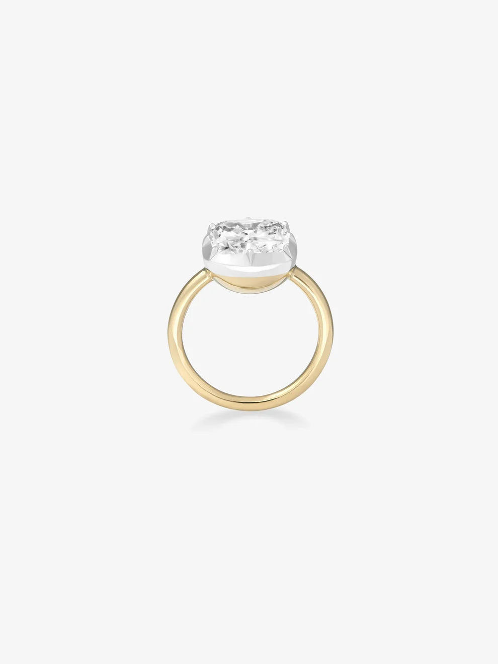 Elongated Cushion Cut Lab Grown Diamond Engagement Ring, Bezel Prong Solitaire Ring