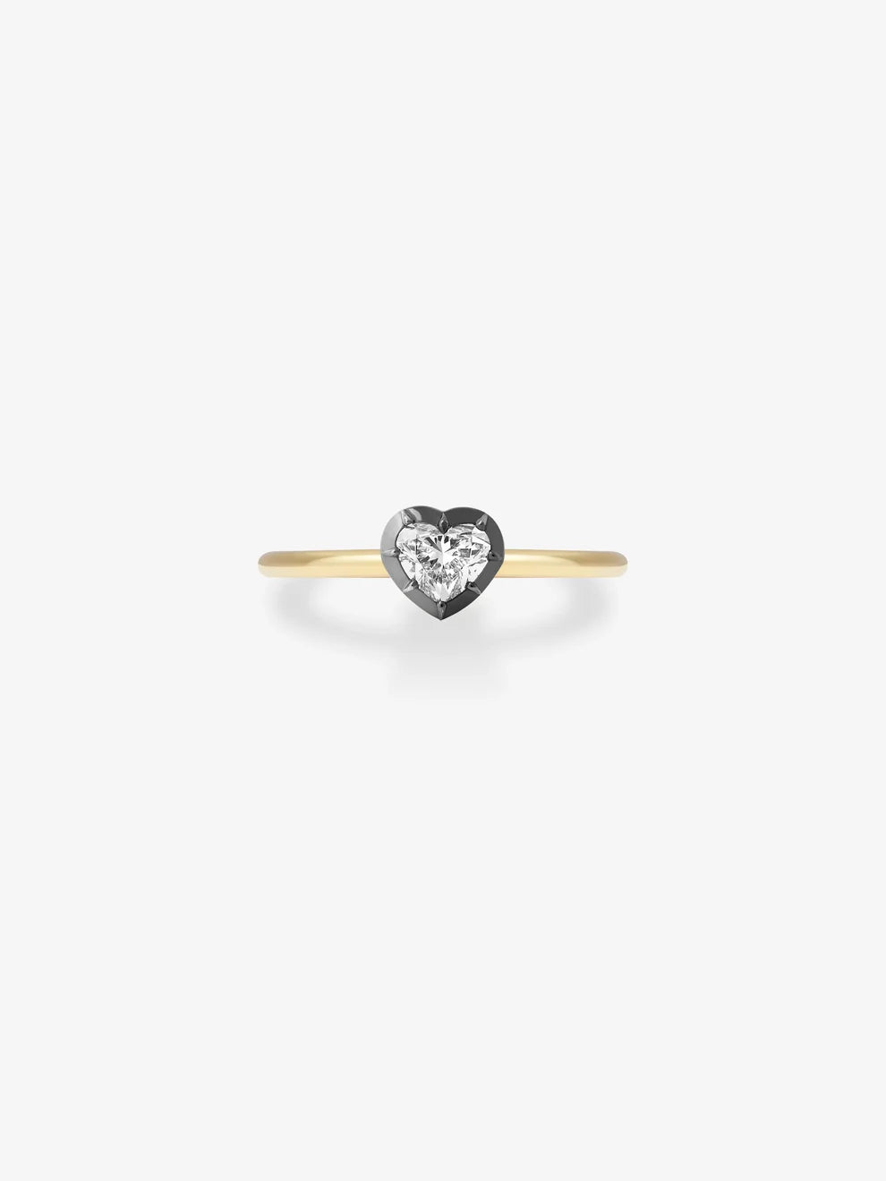 Heart Cut Lab Grown Diamond Engagement Ring, Black Rhodium Bezel Solitaire Ring