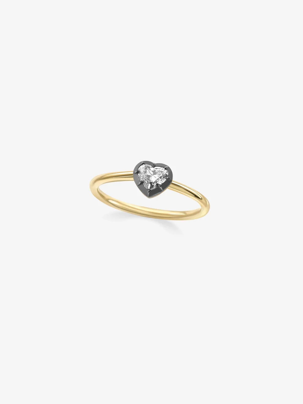 Heart Cut Lab Grown Diamond Engagement Ring, Black Rhodium Bezel Solitaire Ring