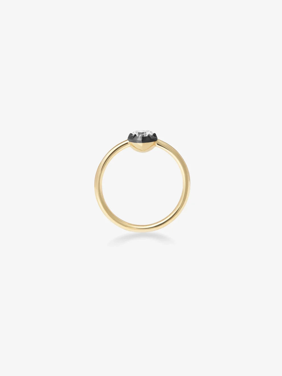 Heart Cut Lab Grown Diamond Engagement Ring, Black Rhodium Bezel Solitaire Ring