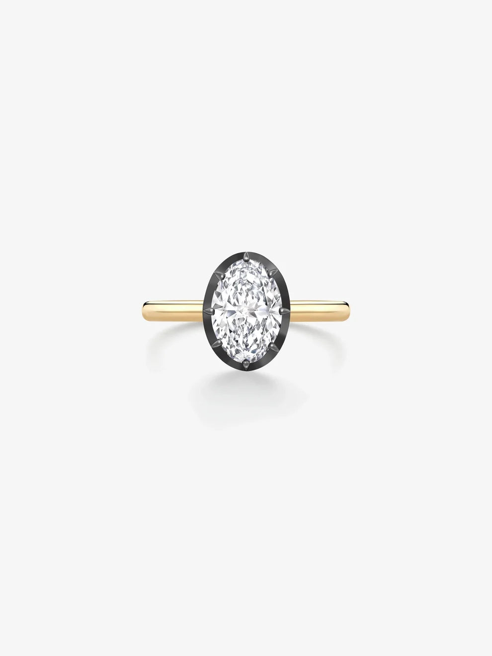 Oval Cut Lab Grown Diamond Engagement Ring, Black Rhodium Bezel Solitaire Ring