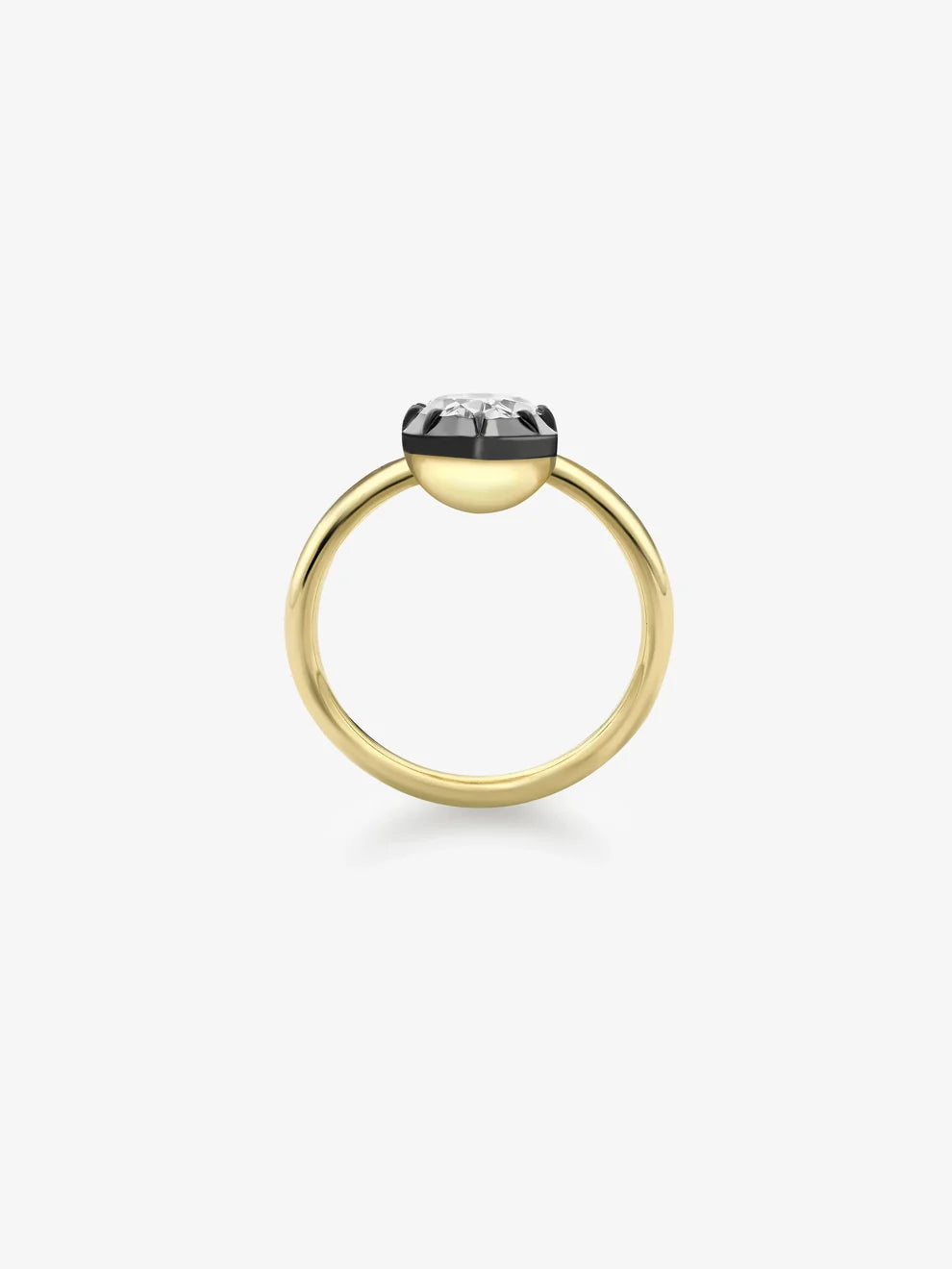 Oval Cut Lab Grown Diamond Engagement Ring, Black Rhodium Bezel Solitaire Ring