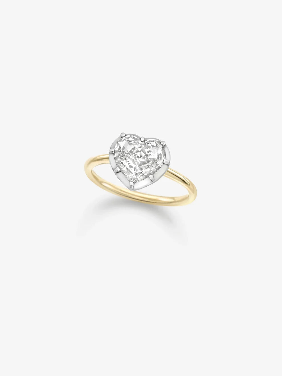 Heart Cut Lab Grown Diamond Engagement Ring, Two-Tone Crown Setting Solitaire Ring