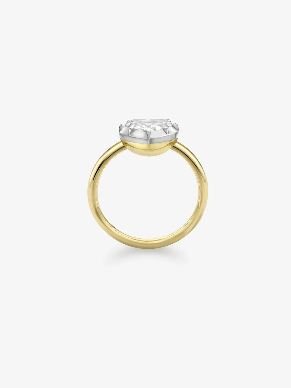 Heart Cut Lab Grown Diamond Engagement Ring, Two-Tone Crown Setting Solitaire Ring