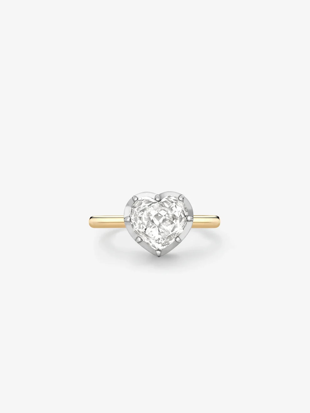 Heart Cut Lab Grown Diamond Engagement Ring, Two-Tone Crown Setting Solitaire Ring