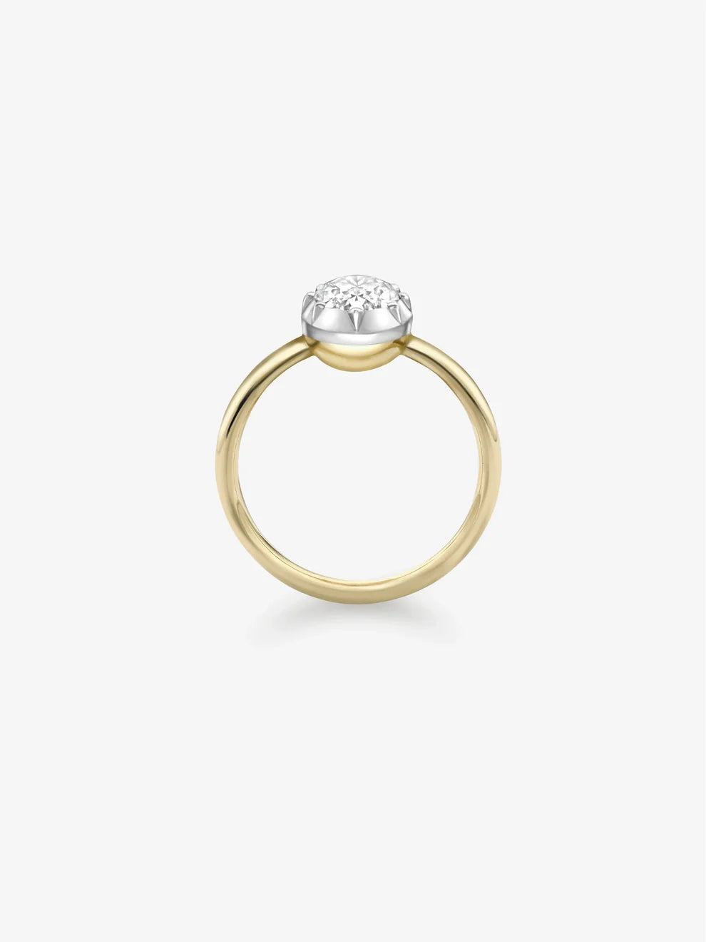 Oval Cut Lab Grown Diamond Engagement Ring, Two-Tone Bezel Solitaire Ring