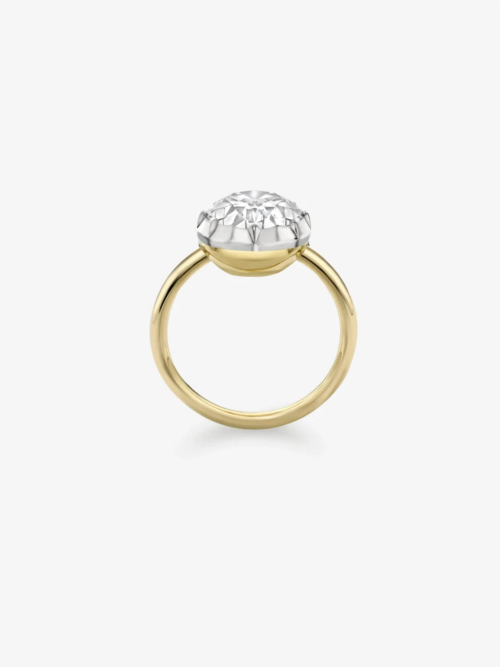 Oval Cut Lab Grown Diamond Engagement Ring, Two-Tone Bezel Solitaire Ring