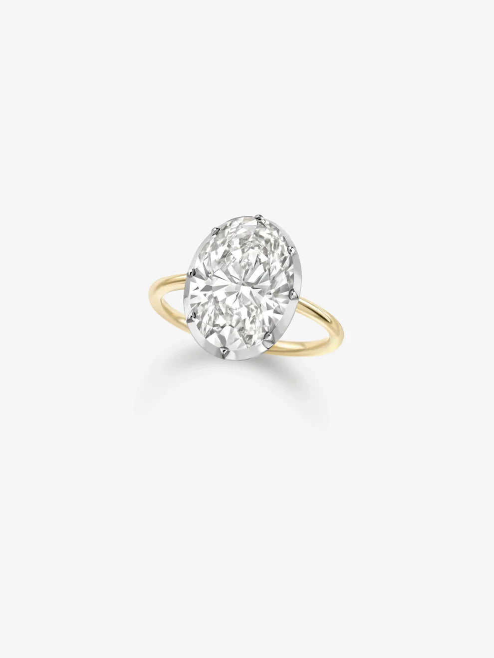 Oval Cut Lab Grown Diamond Engagement Ring, Two-Tone Bezel Solitaire Ring