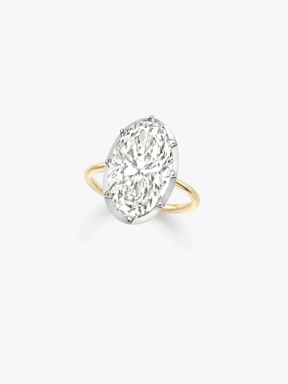 Oval Cut Lab Grown Diamond Engagement Ring, Bezel Prong Solitaire Ring