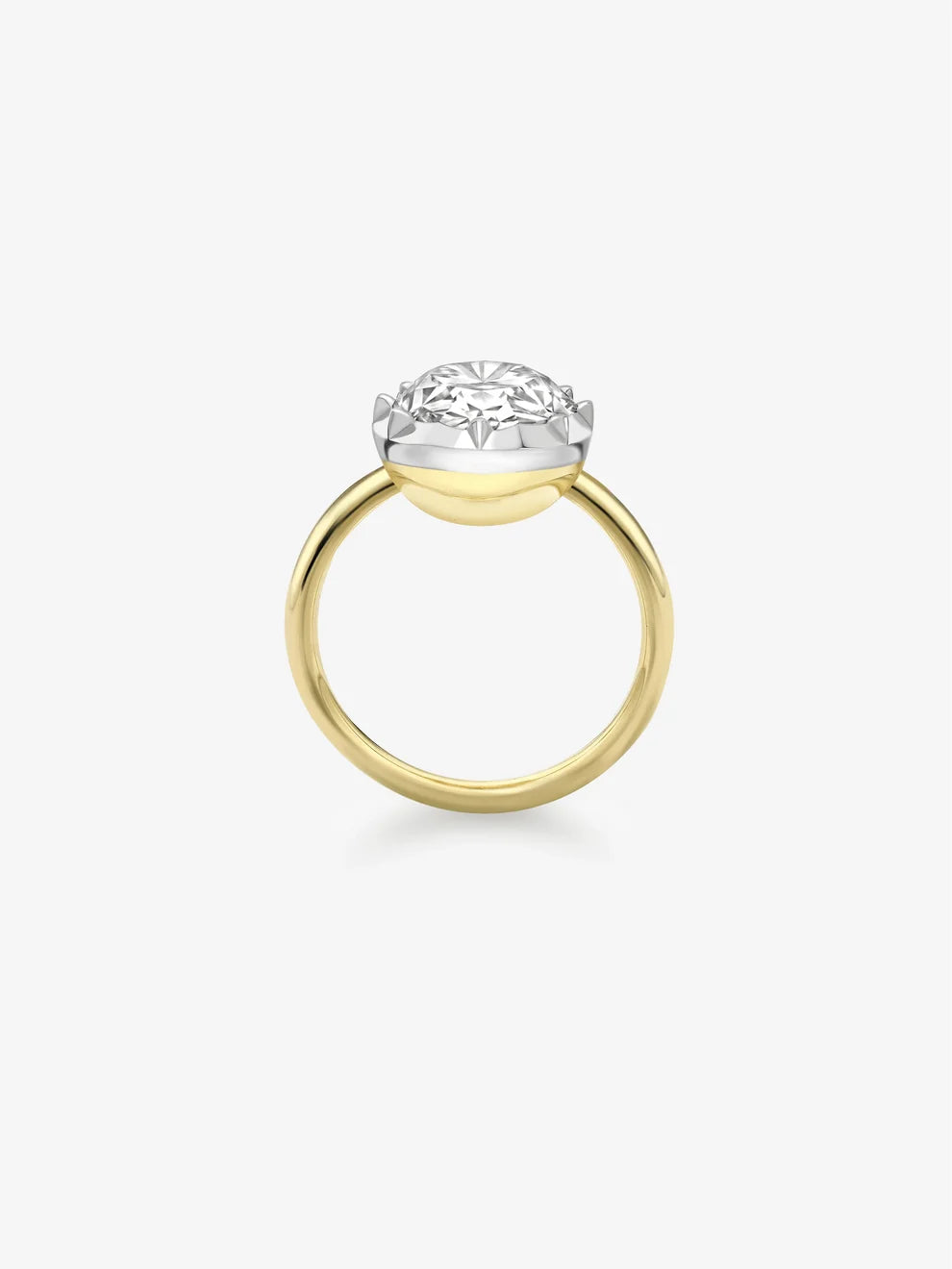 Oval Cut Lab Grown Diamond Engagement Ring, Bezel Prong Solitaire Ring