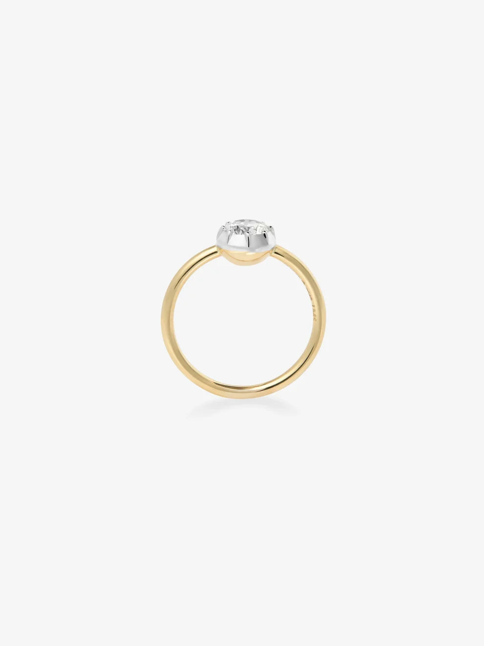 Round Cut Lab Grown Diamond Engagement Ring, Two-Tone Crown Setting Solitaire Ring