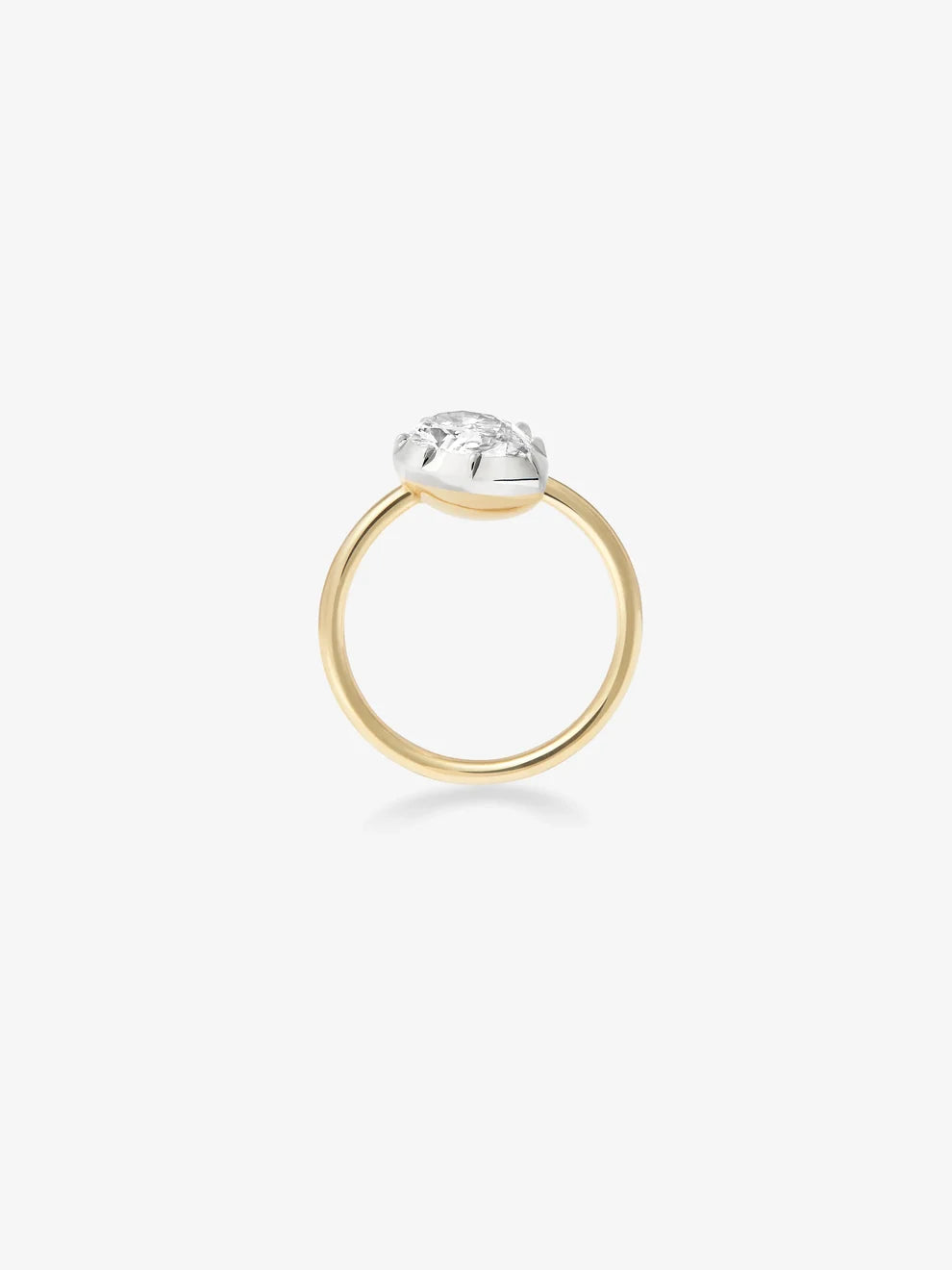 Pear Cut Lab Grown Diamond Engagement Ring, East-West Bezel Solitaire Ring