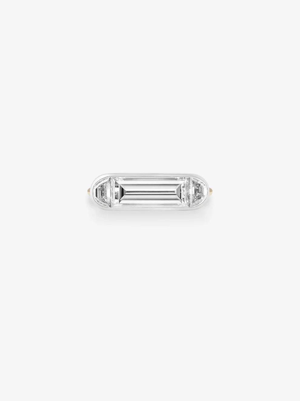East-West Baguette Cut Lab Grown Diamond Three-Stone Engagement Ring