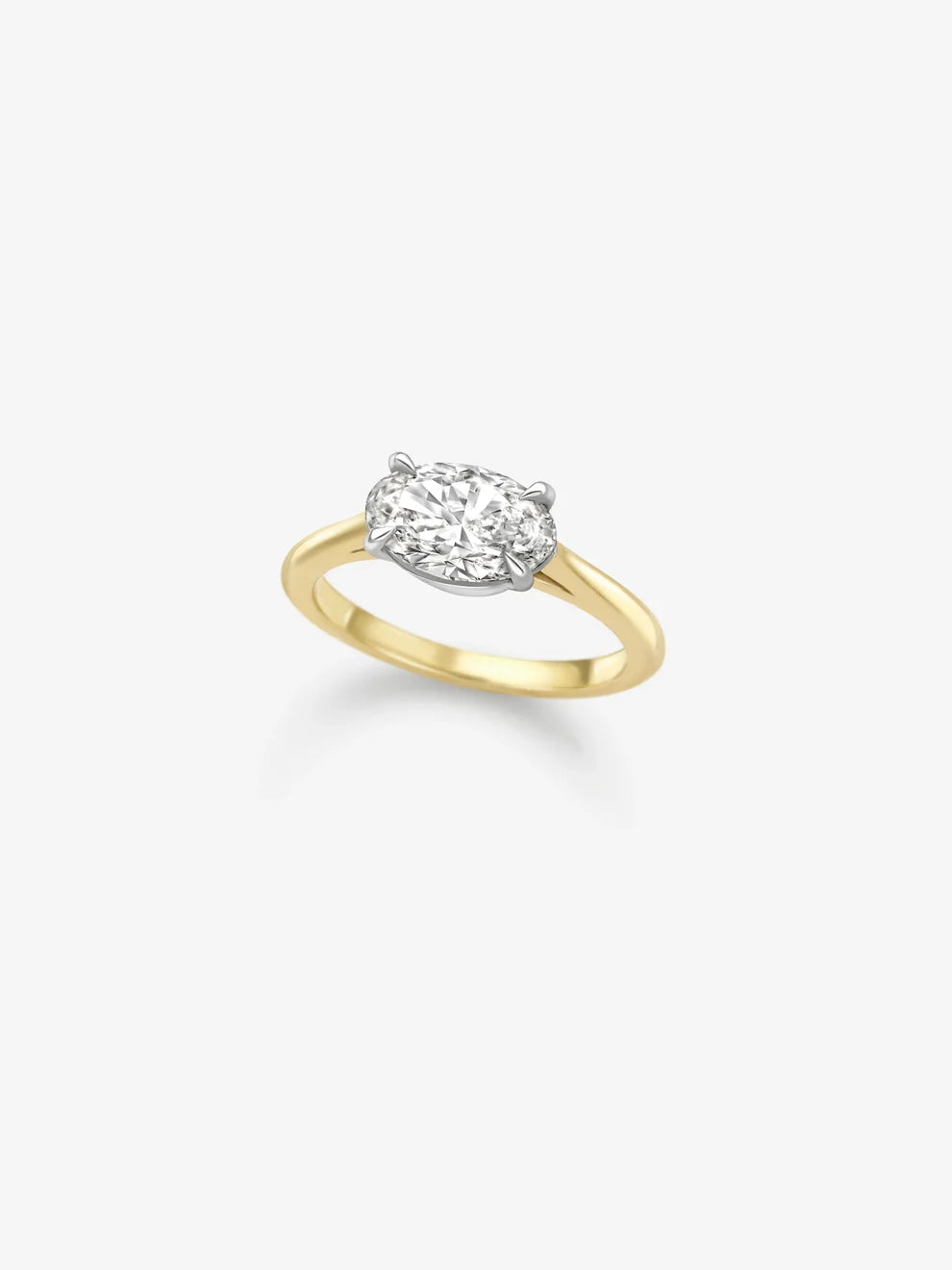 East-West Oval Cut Lab Grown Diamond Engagement Ring