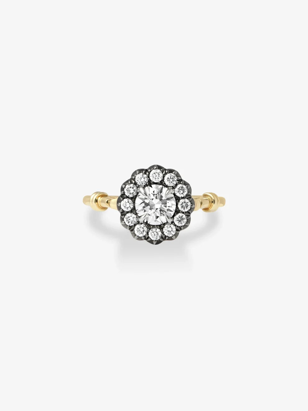 Round Cut Lab Grown Diamond Vintage Floral Halo Engagement Ring