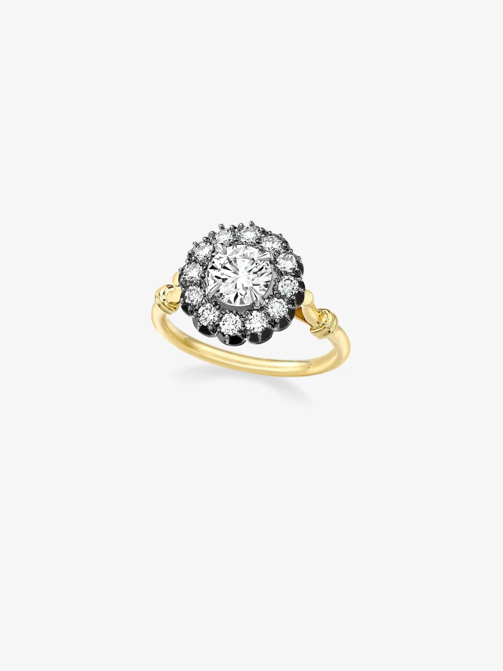 Round Cut Lab Grown Diamond Vintage Floral Halo Engagement Ring
