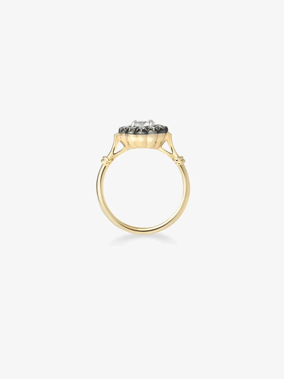 Round Cut Lab Grown Diamond Vintage Floral Halo Engagement Ring