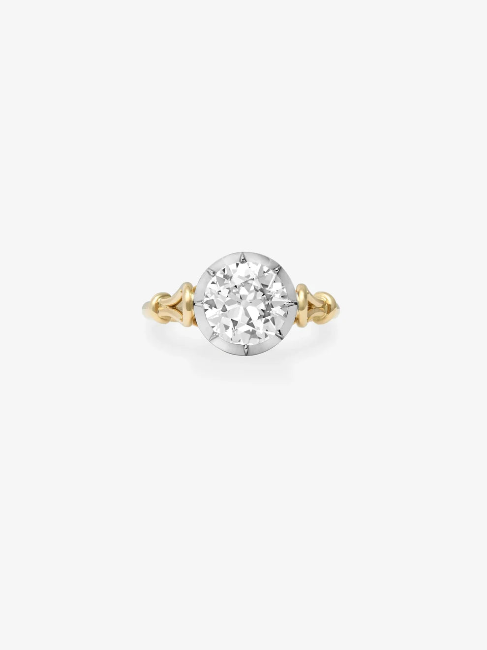 Round Brilliant Cut Lab Grown Diamond Engagement Ring, Vintage Knot Solitaire Ring