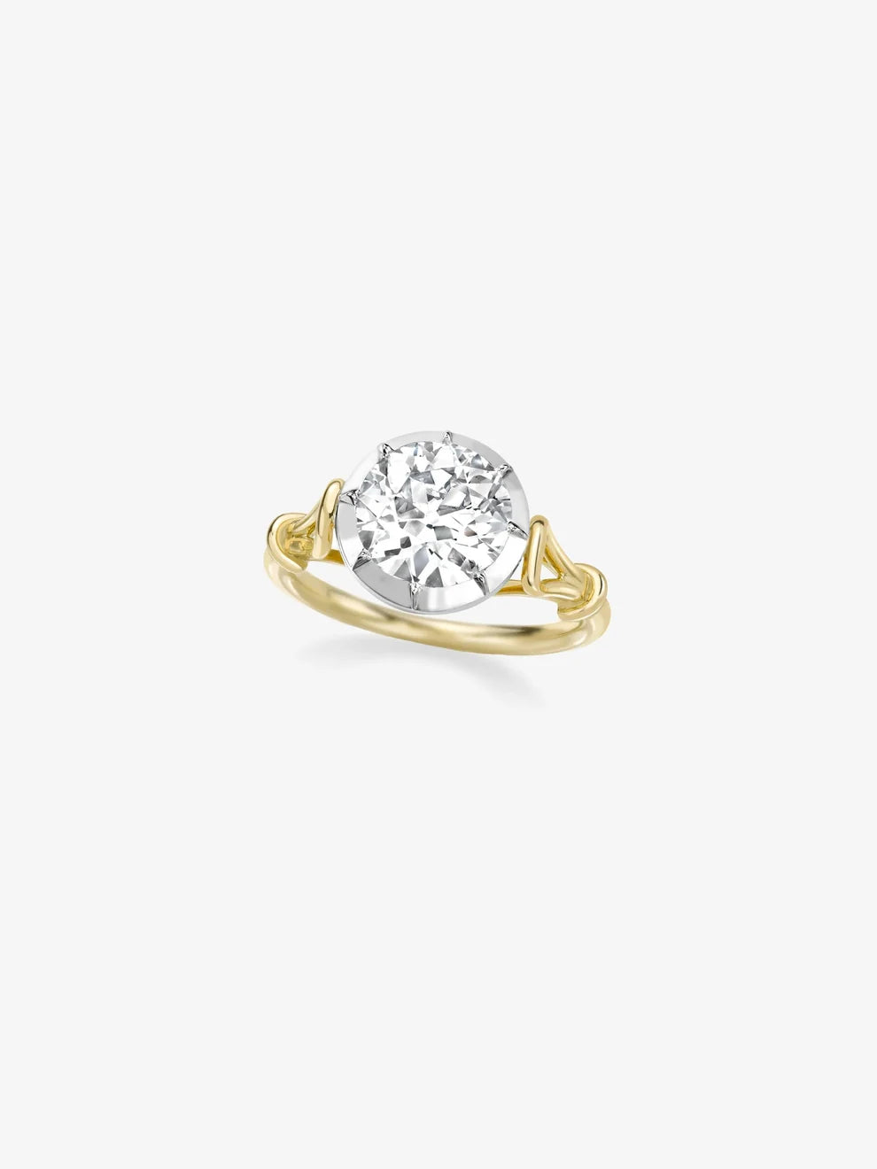 Round Brilliant Cut Lab Grown Diamond Engagement Ring, Vintage Knot Solitaire Ring