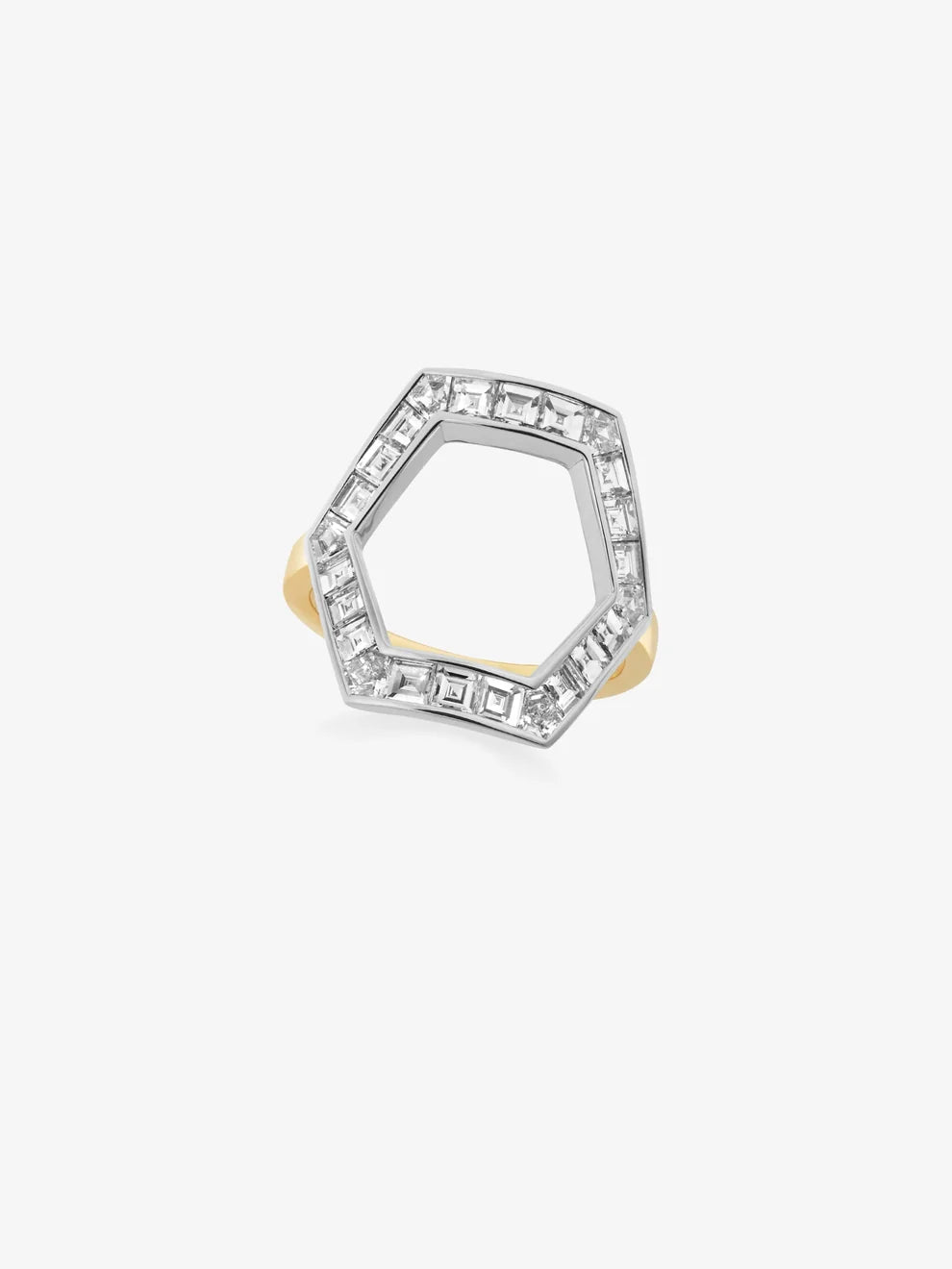 Hexagon Open Frame Baguette Lab Grown Diamond Ring