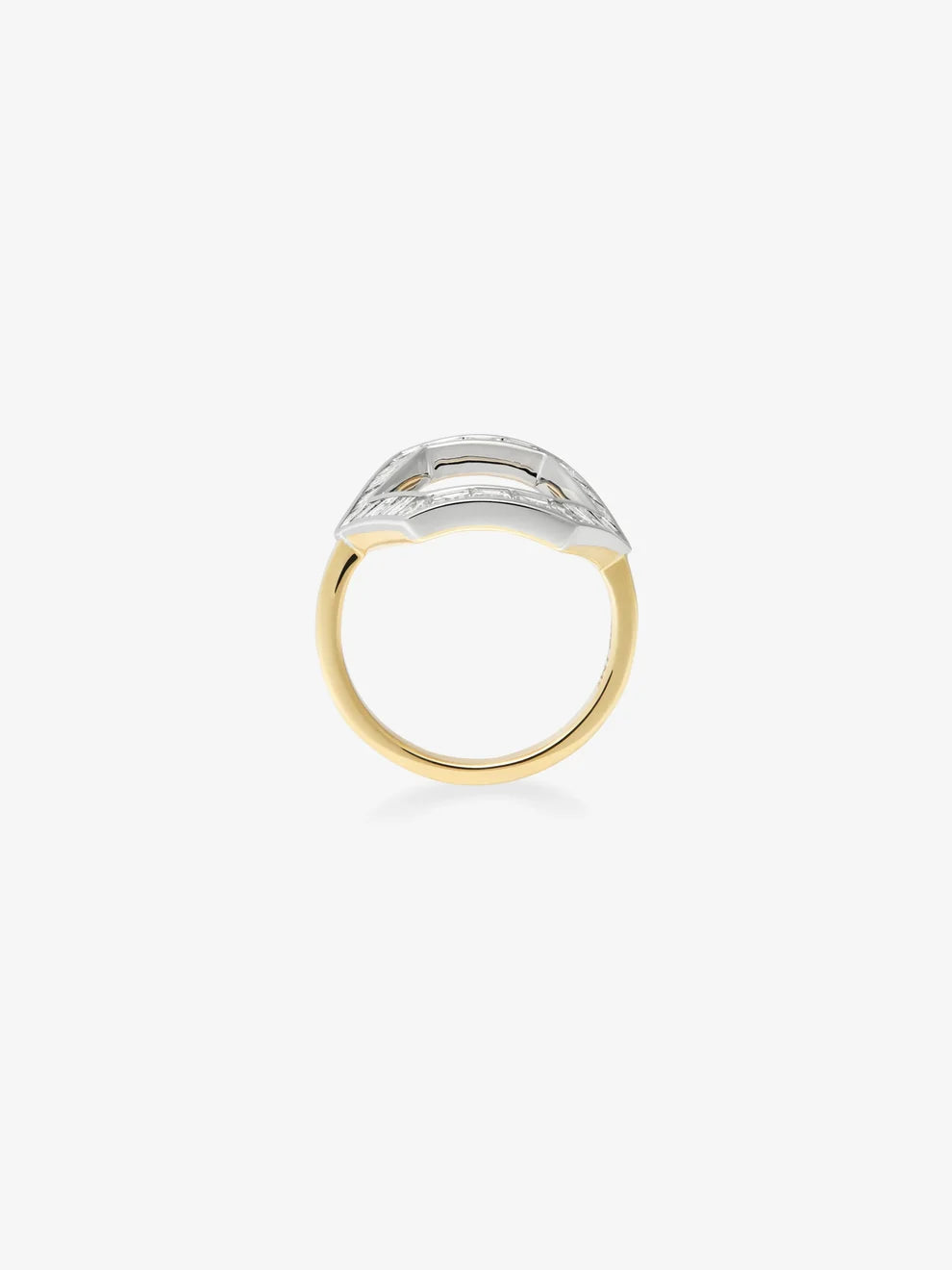 Hexagon Open Frame Baguette Lab Grown Diamond Ring