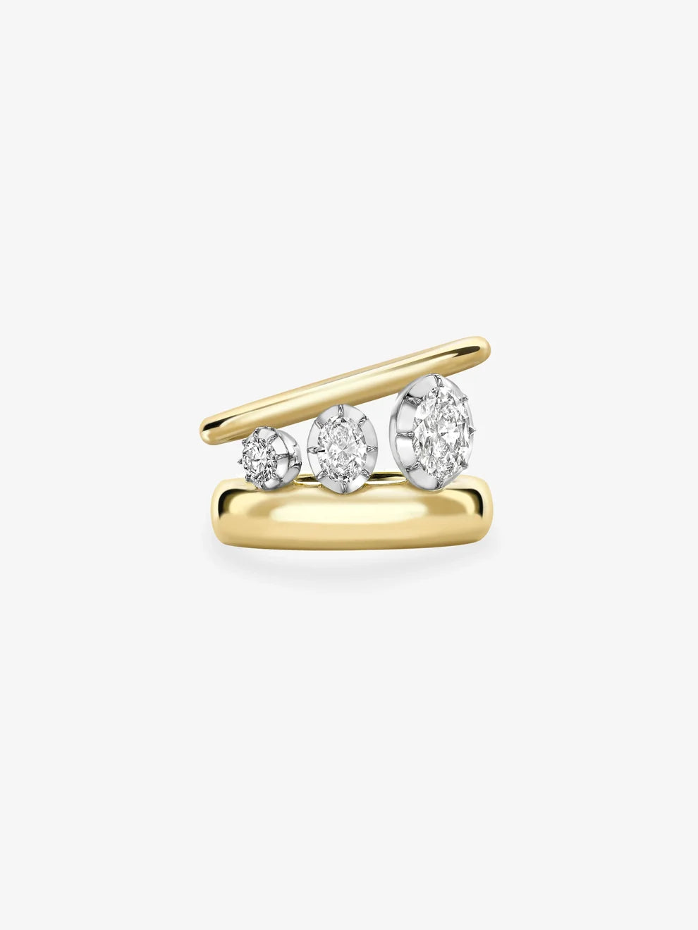 Graduated Oval Cut Lab Grown Diamond Three-Stone Ring