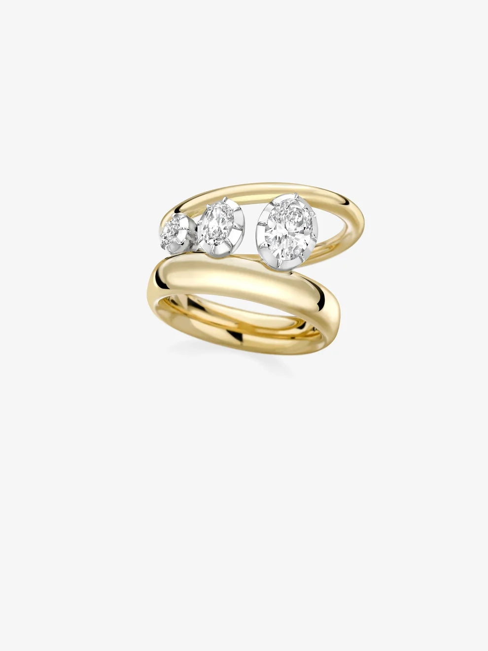 Graduated Oval Cut Lab Grown Diamond Three-Stone Ring