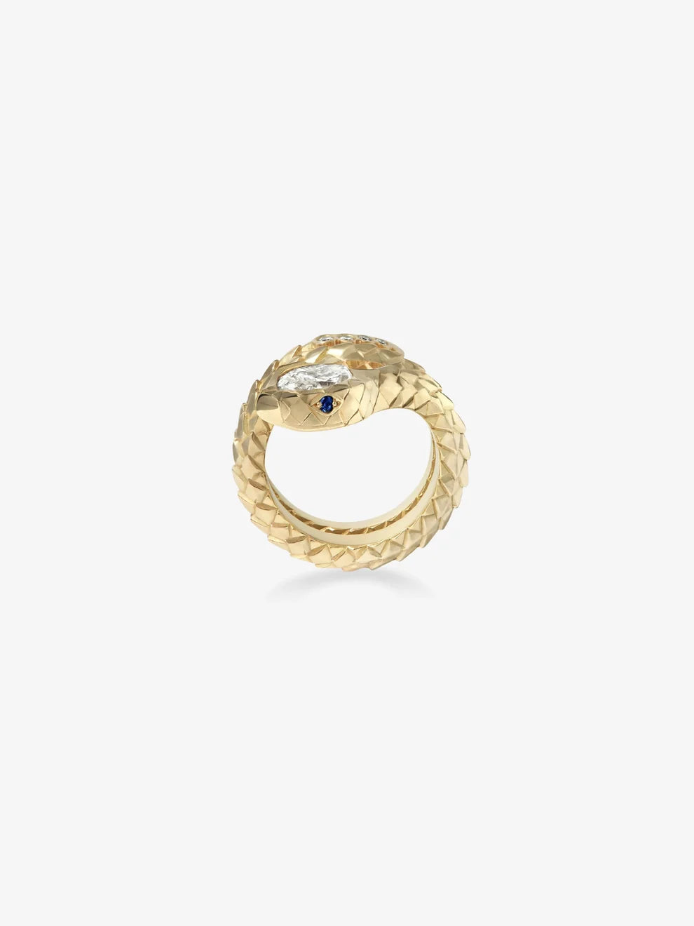 Marquise Cut Lab Grown Diamond Snake Wrap Ring, Yellow Gold Serpent Bypass Ring
