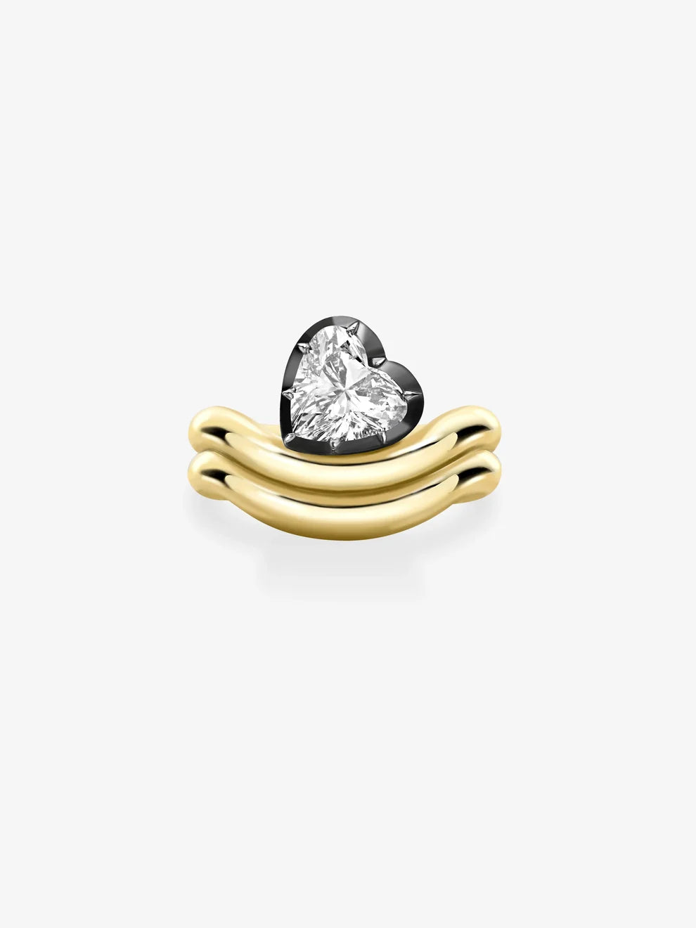 Heart Cut Lab Grown Diamond Engagement Ring, Black Rhodium Bezel Solitaire Ring