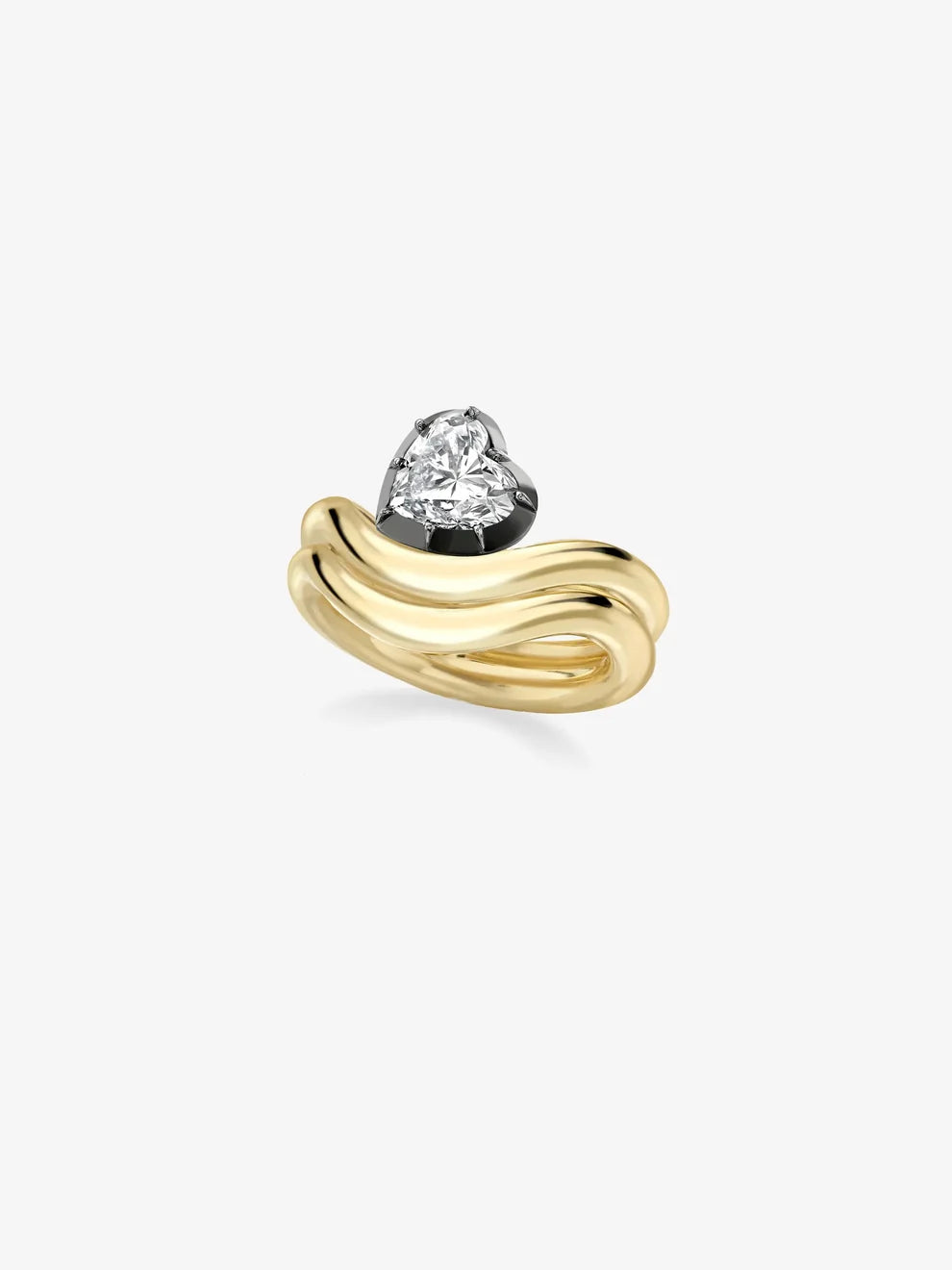 Heart Cut Lab Grown Diamond Engagement Ring, Black Rhodium Bezel Solitaire Ring