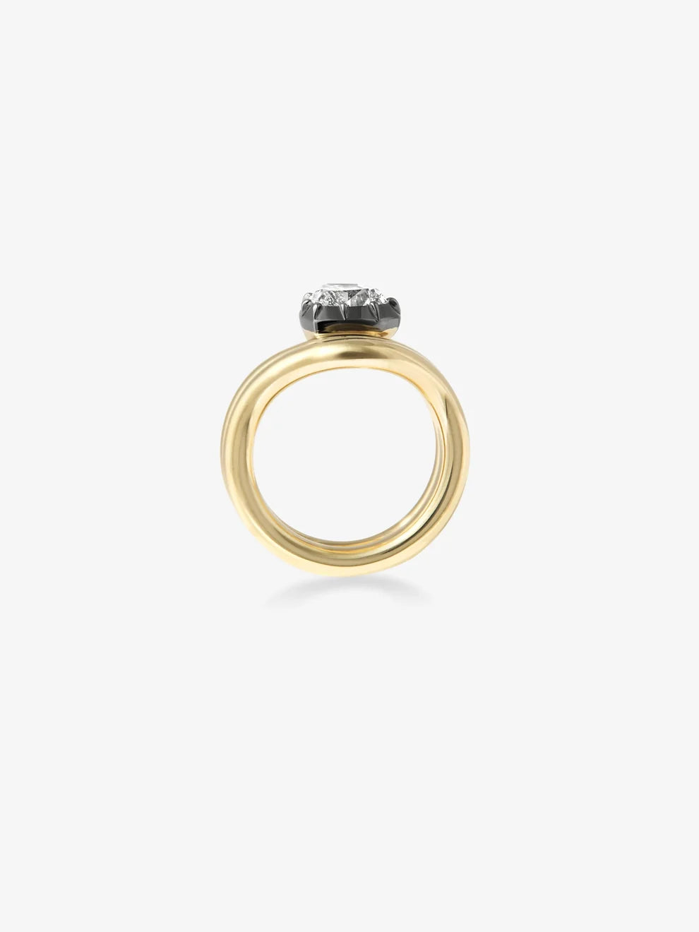 Heart Cut Lab Grown Diamond Engagement Ring, Black Rhodium Bezel Solitaire Ring