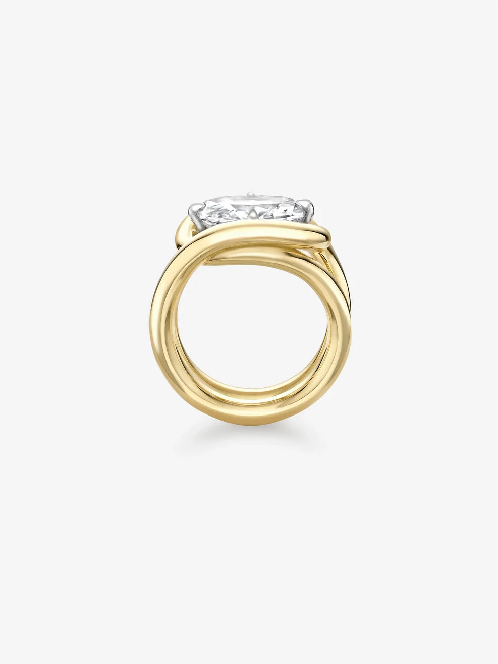 Oval Cut Lab Grown Diamond Engagement Ring, Swirl Wrap Solitaire Ring