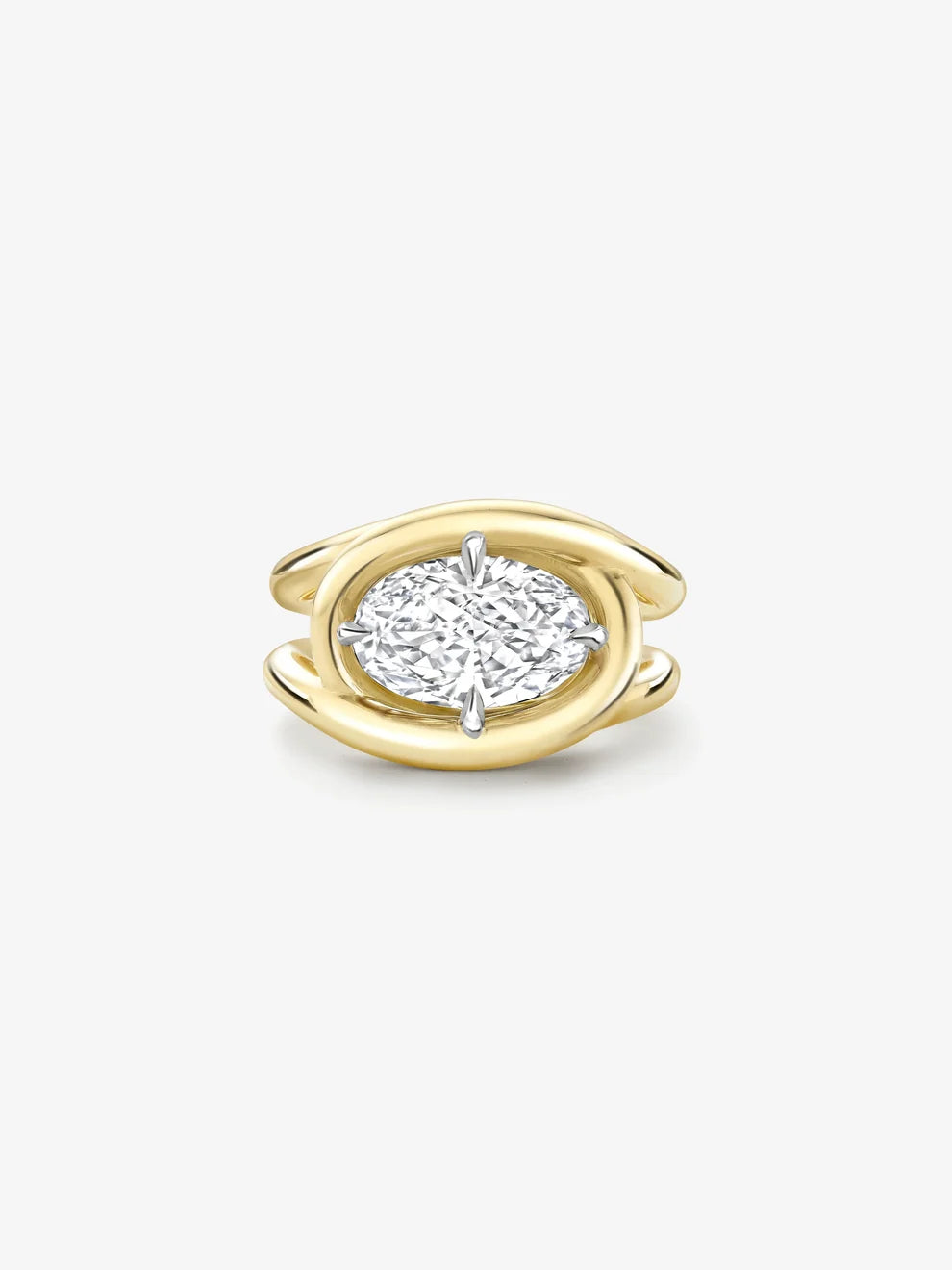 Oval Cut Lab Grown Diamond Engagement Ring, Swirl Wrap Solitaire Ring