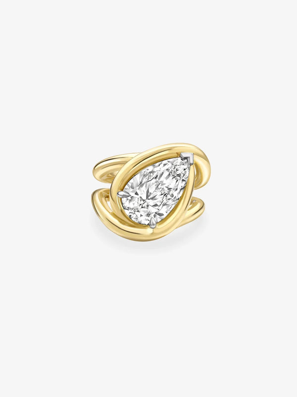 Pear Cut Lab Grown Diamond Sculptural Wrap Engagement Ring