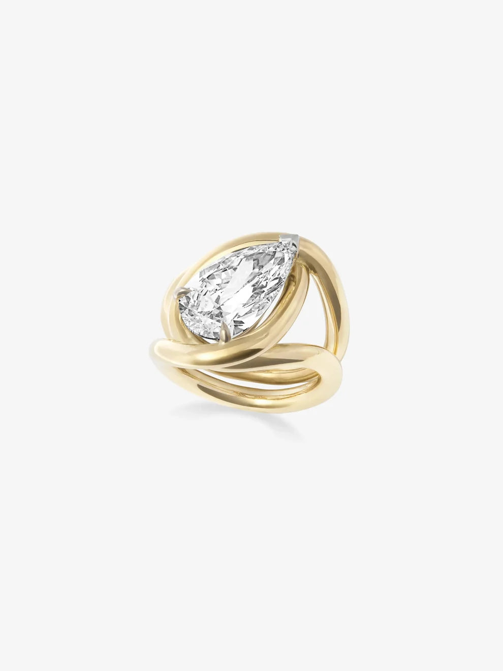 Pear Cut Lab Grown Diamond Sculptural Wrap Engagement Ring