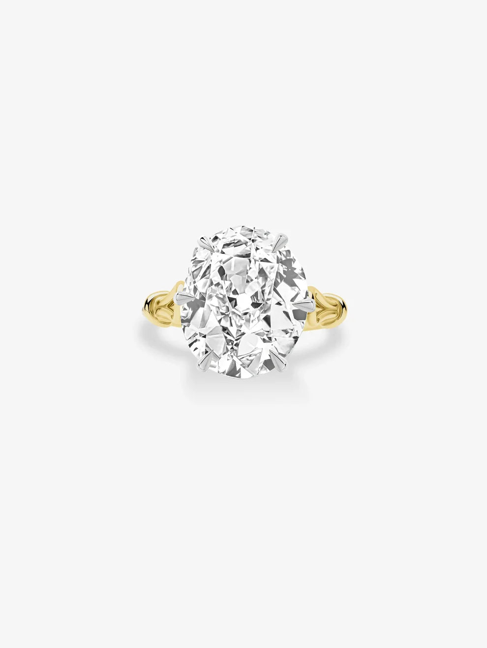 Oval Cut Lab Grown Diamond Engagement Ring, Split Shoulder Knot Solitaire Ring