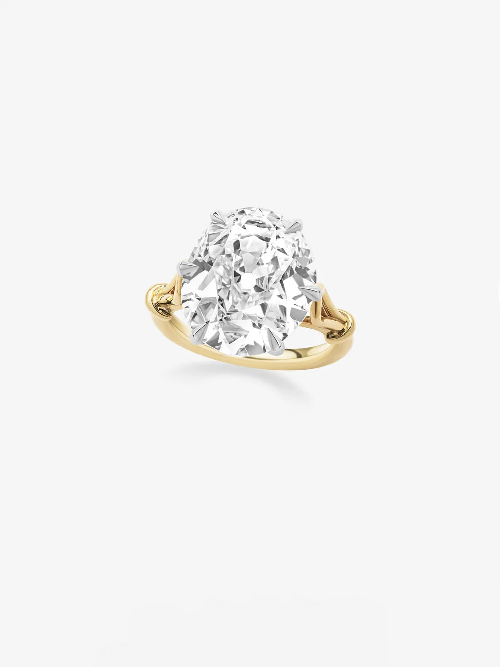 Oval Cut Lab Grown Diamond Engagement Ring, Split Shoulder Knot Solitaire Ring