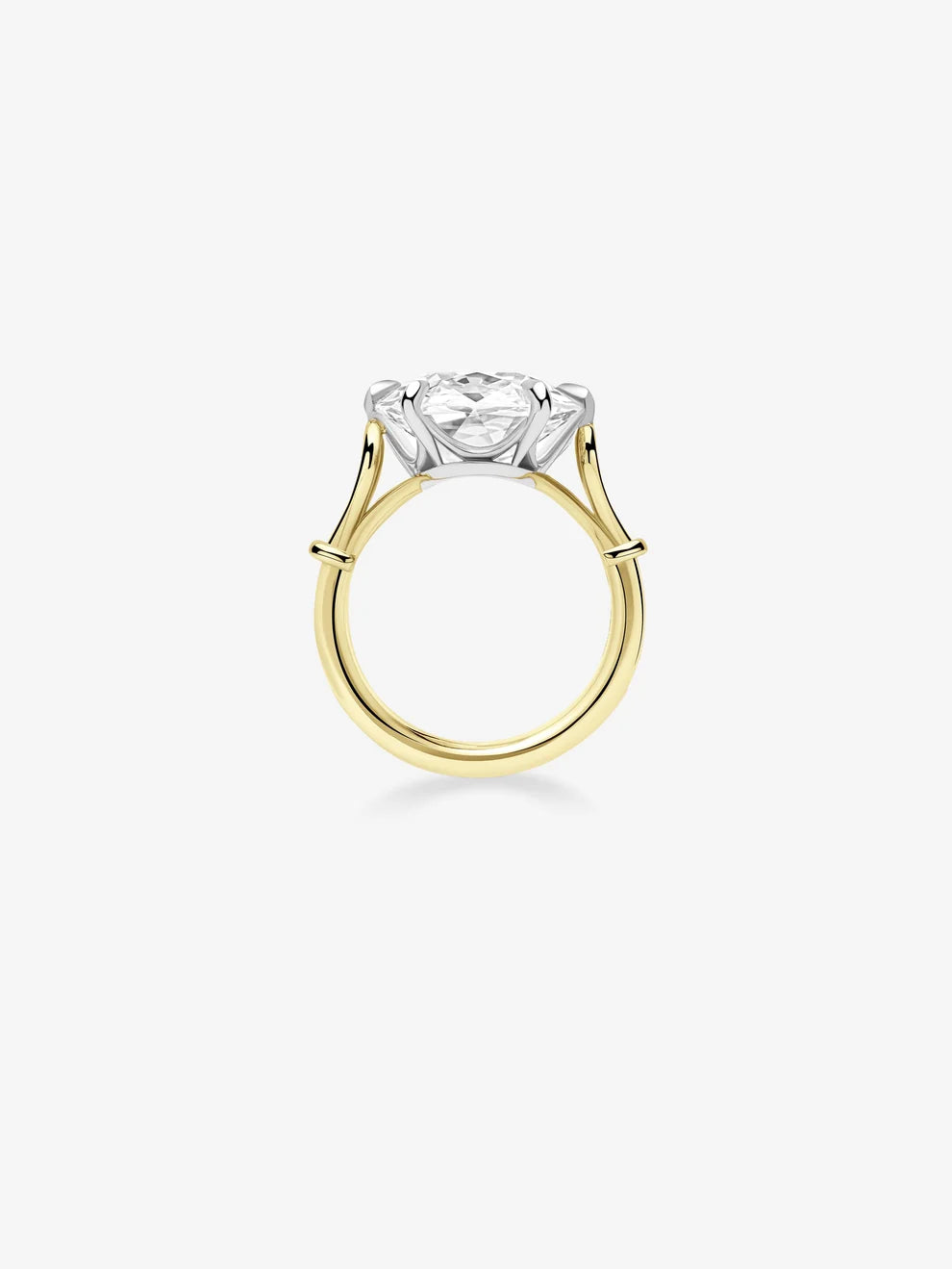 Oval Cut Lab Grown Diamond Engagement Ring, Split Shoulder Knot Solitaire Ring