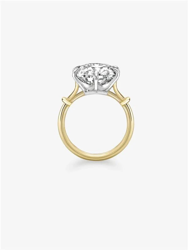 Old European Cut Lab Grown Diamond Engagement Ring, Two-Tone Vintage Inspired Solitaire Ring