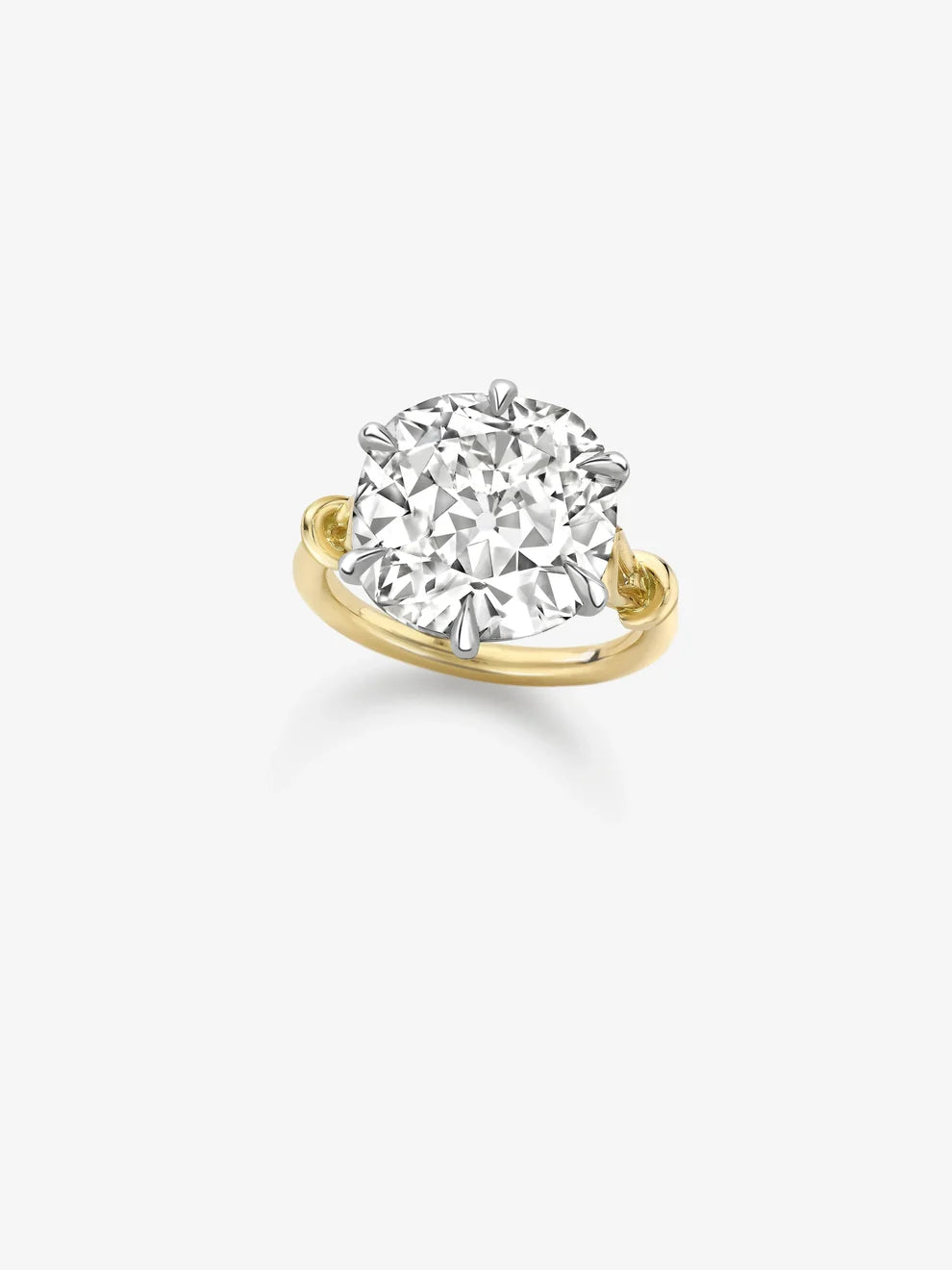 Old European Cut Lab Grown Diamond Engagement Ring, Two-Tone Vintage Inspired Solitaire Ring