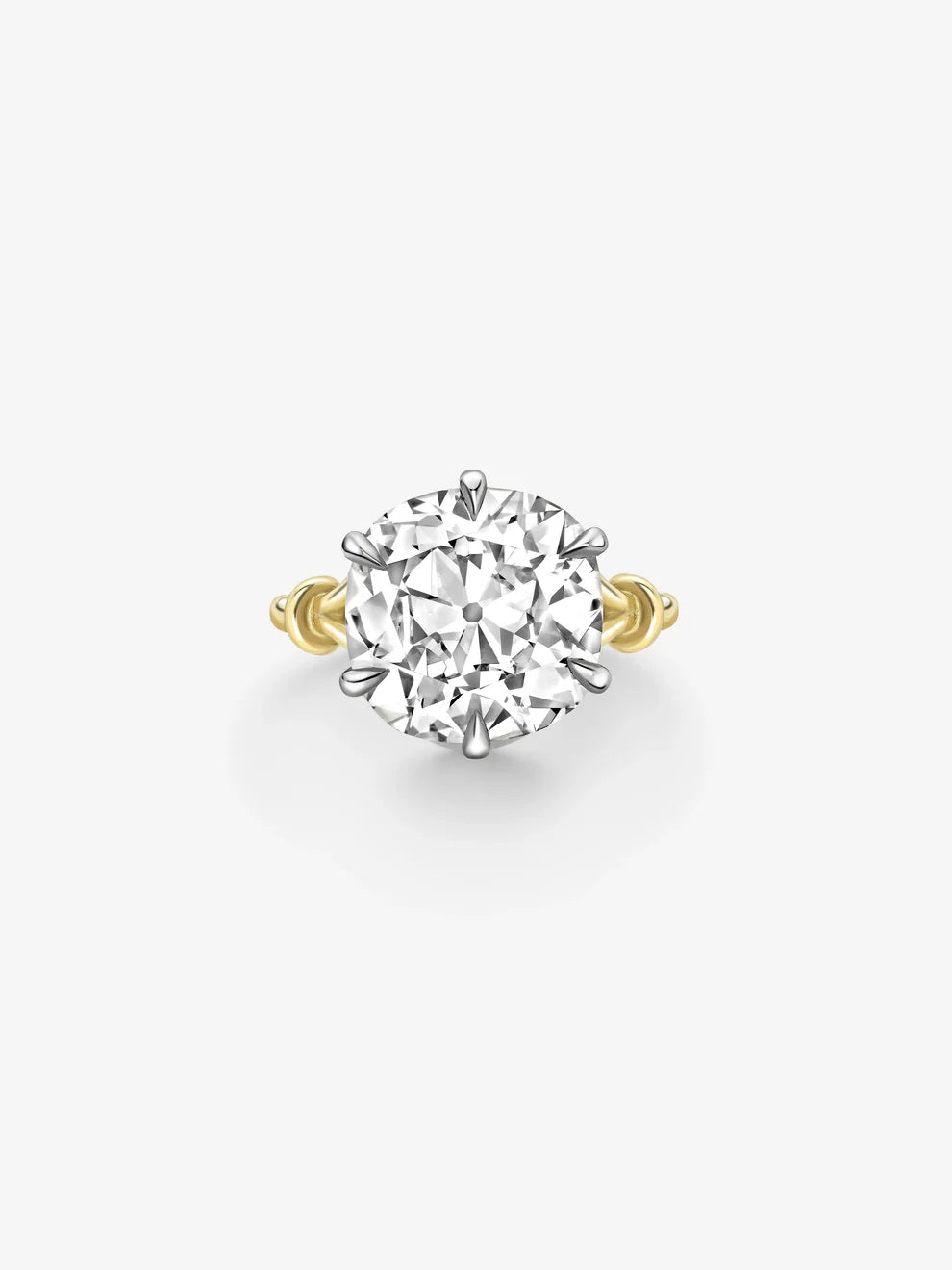 Old European Cut Lab Grown Diamond Engagement Ring, Two-Tone Vintage Inspired Solitaire Ring