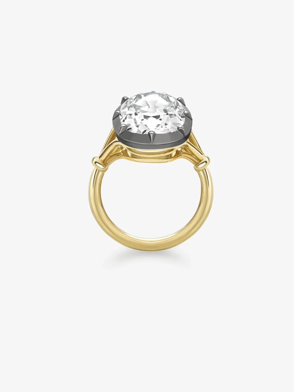 Elongated Cushion Cut Lab Grown Diamond Engagement Ring, Black Rhodium Bezel Solitaire Ring