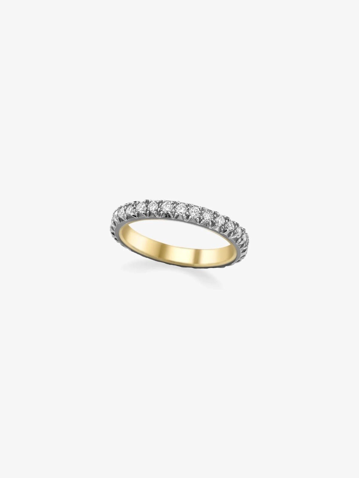 Aura Two-Tone Diamond Eternity Band in 18k Gold and Blackened Rhodium