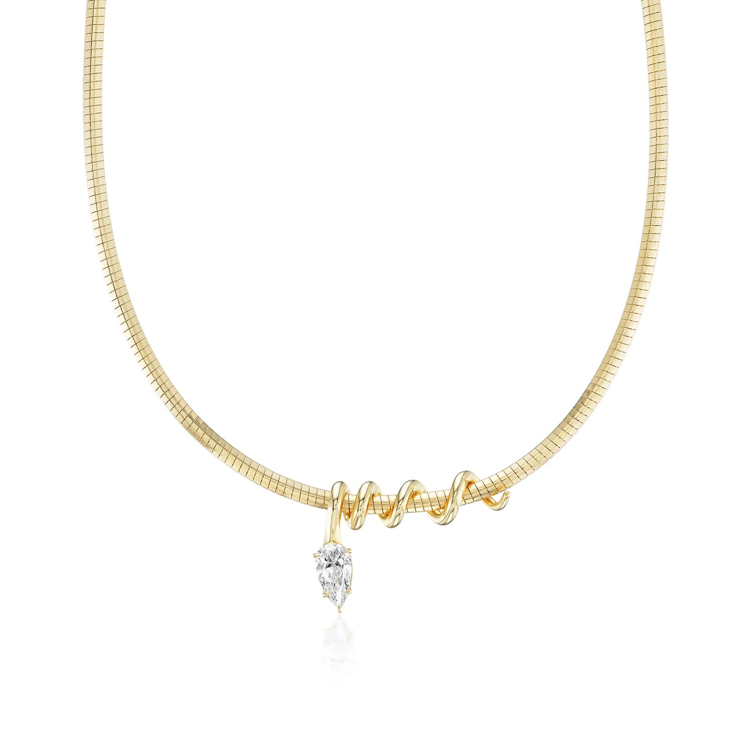 Omega Chain Necklace 16 Inches with Moval Cut 3CT