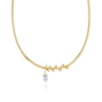 Omega Chain Necklace 16 Inches with Moval Cut 3CT