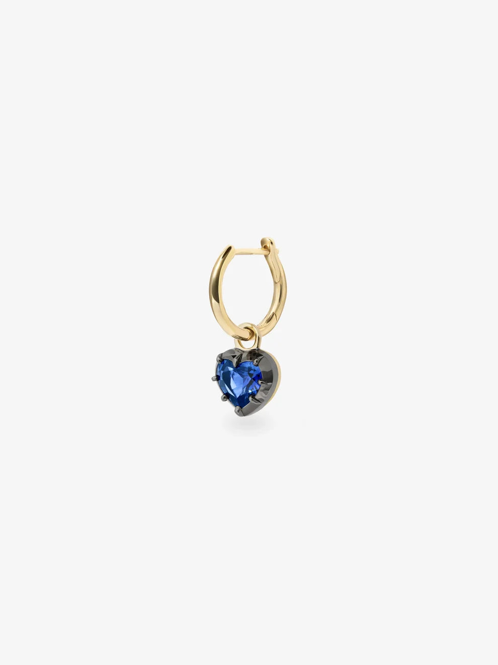 Heart Cut Blue Sapphire Dangle Single Huggie Earring