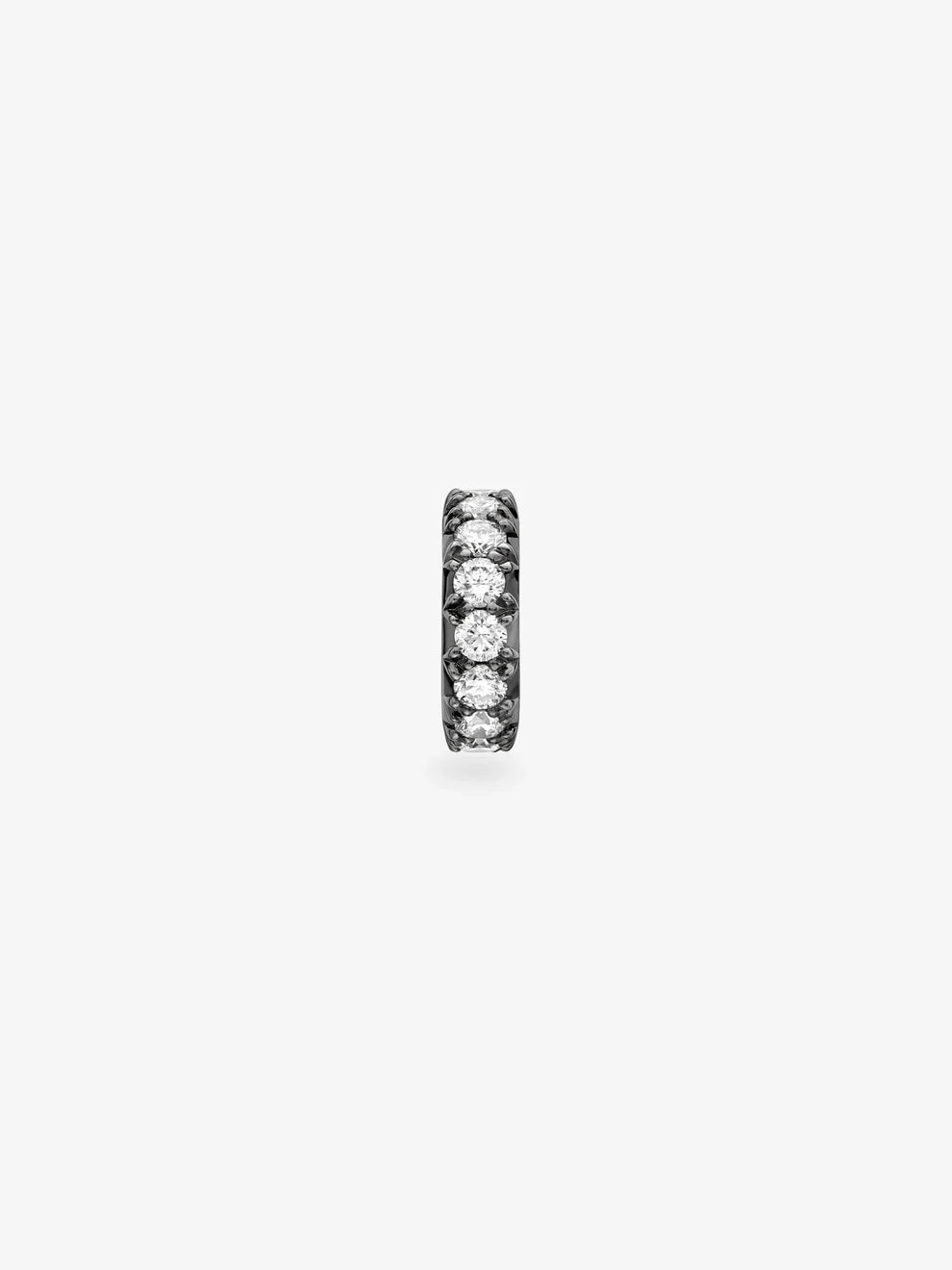 Round Cut Diamond Blackened Gold Huggie Hoop Earring, Gothic Vintage Style Half Hoop Earring