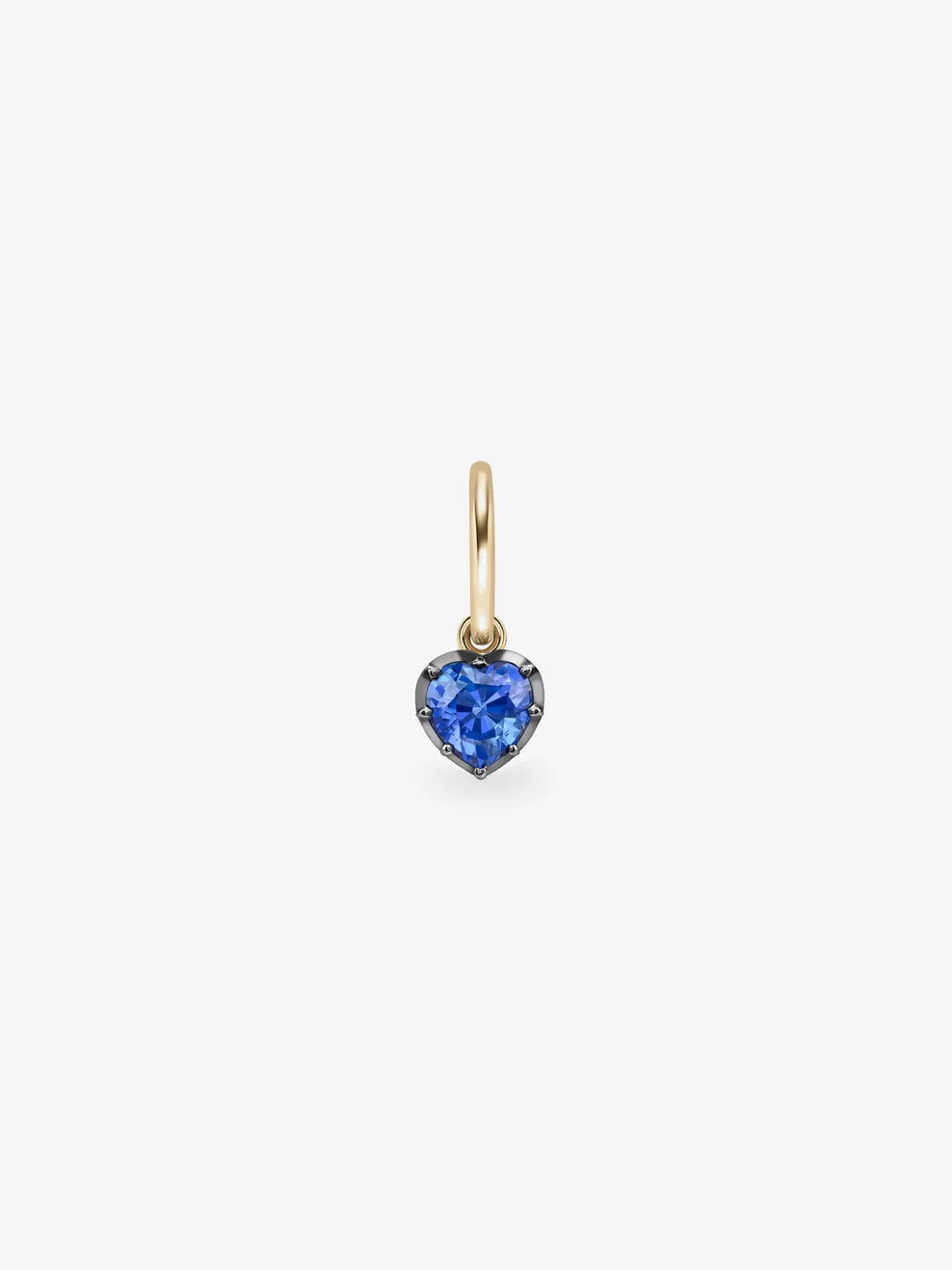 Heart Cut Blue Sapphire Dangle Single Huggie Earring